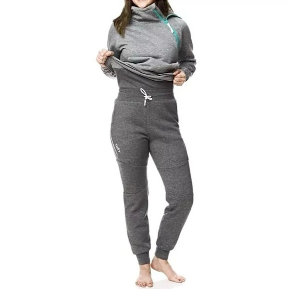 TUXY Suit Women's One Piece Lounge Small Grey Teal Hoodie Sweats Onesie NWT - Picture 1 of 11